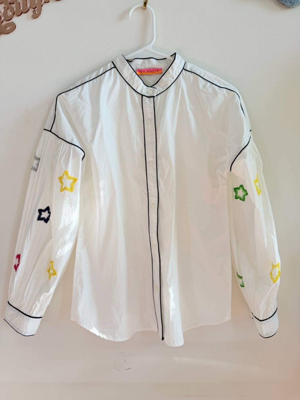 Vilagallo Fabiana Bead Stars Sleeve Blouse
